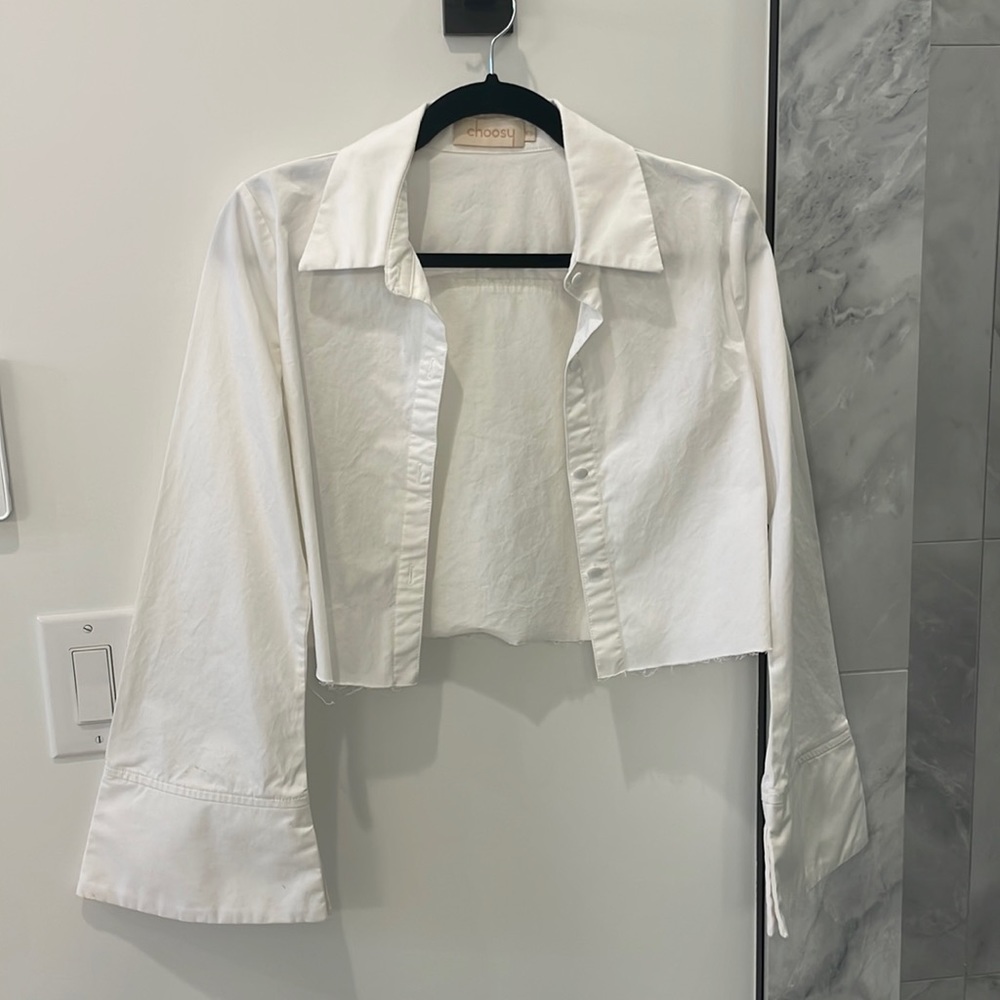 Choosy cropped button up with bell sleeves